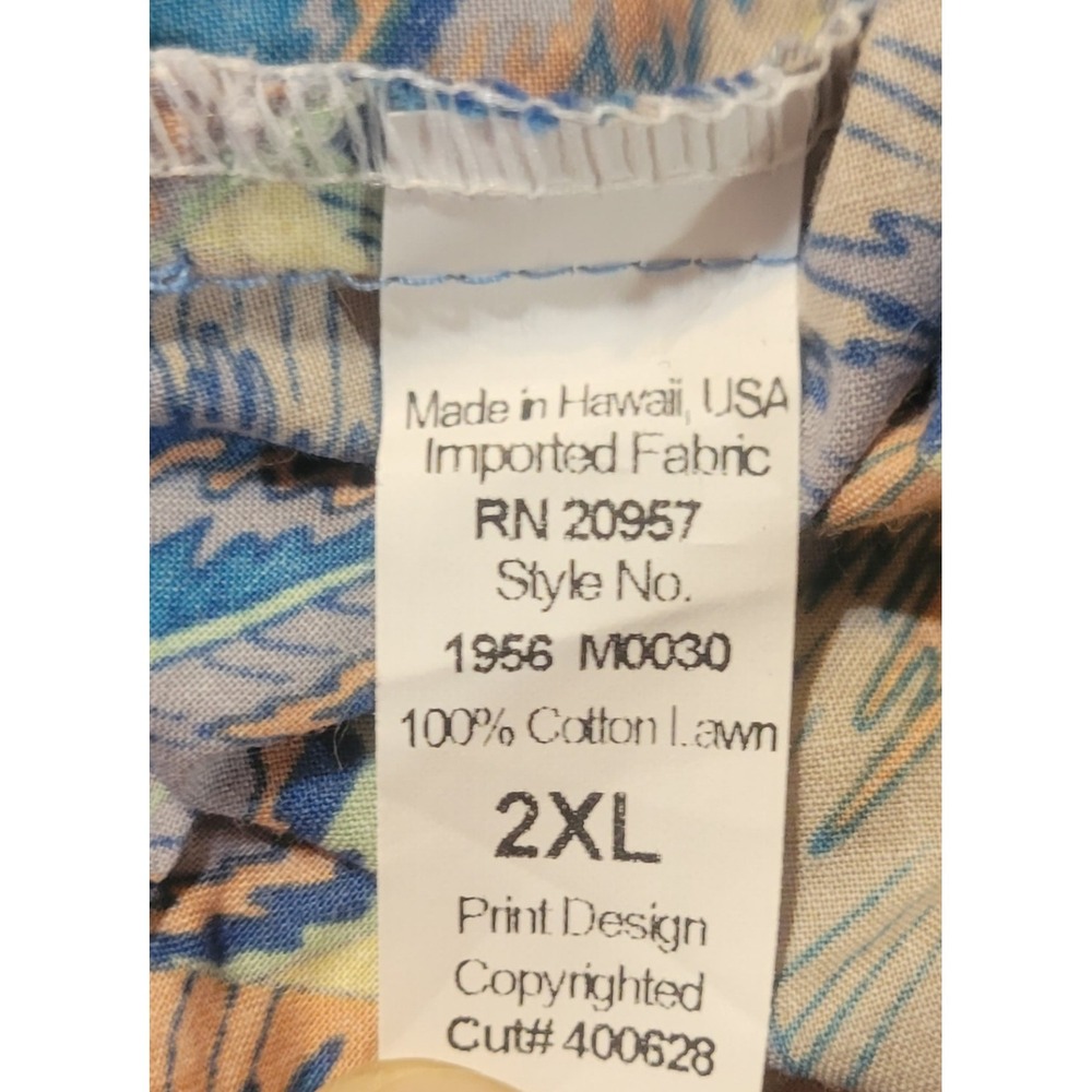 Tori Richard Shirt Men 2XL Hawaiian Aloha Leaf Print Tropical Button Up Camp USA - Picture 10 of 11